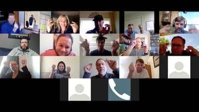 screenshot of people on an online meeting